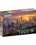 Puzzle 1000 piese Enjoy - Hong Kong at Sunrise + folii pentru lipit puzzle (Enjoy-5371)