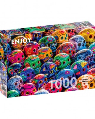 Puzzle 1000 piese Enjoy - Colorful Skulls (Enjoy-1464)