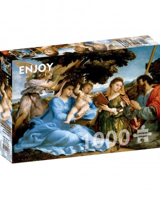 Puzzle 1000 piese Enjoy - Lorenzo Lotto: Madonna and Child with Saints Catherine and Thomas (Enjoy-1536)