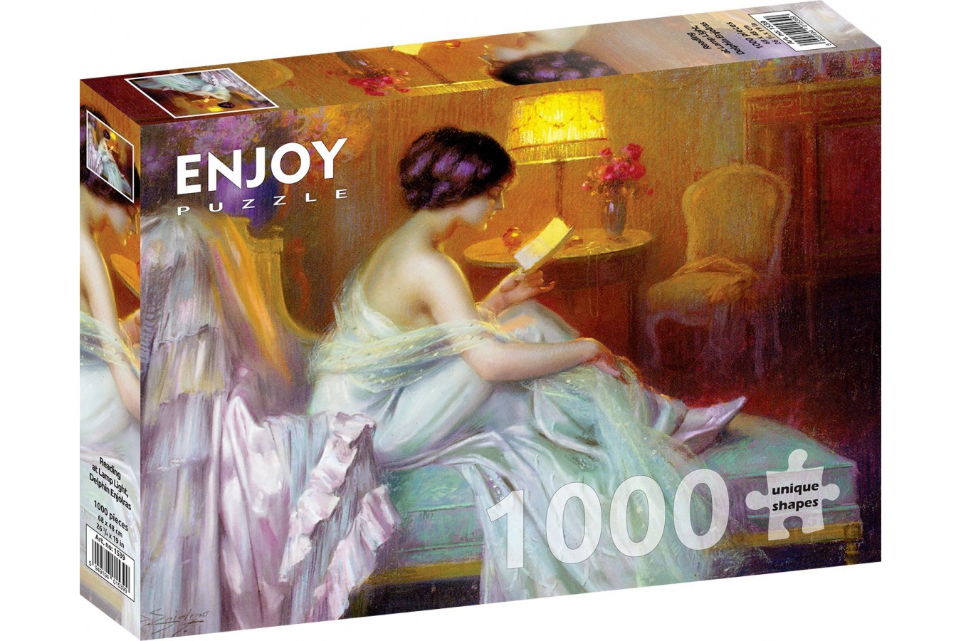 Puzzle 1000 piese Enjoy - Delphin Enjolras: Reading at Lamp Light (Enjoy-1539)