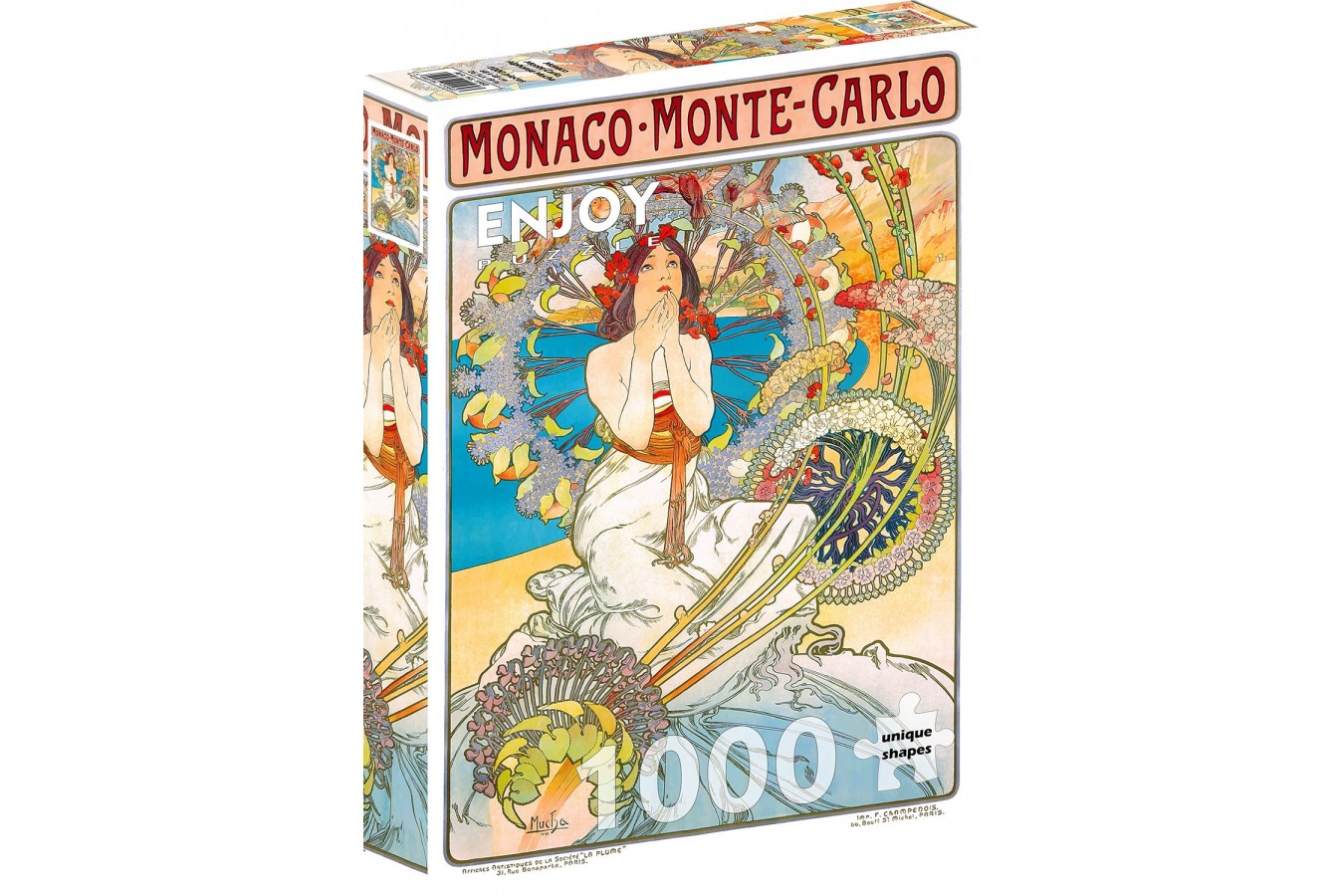 Puzzle 1000 piese Enjoy - Alfons Mucha: Monaco Monte Carlo, Alphonse Mucha (Enjoy-1560)