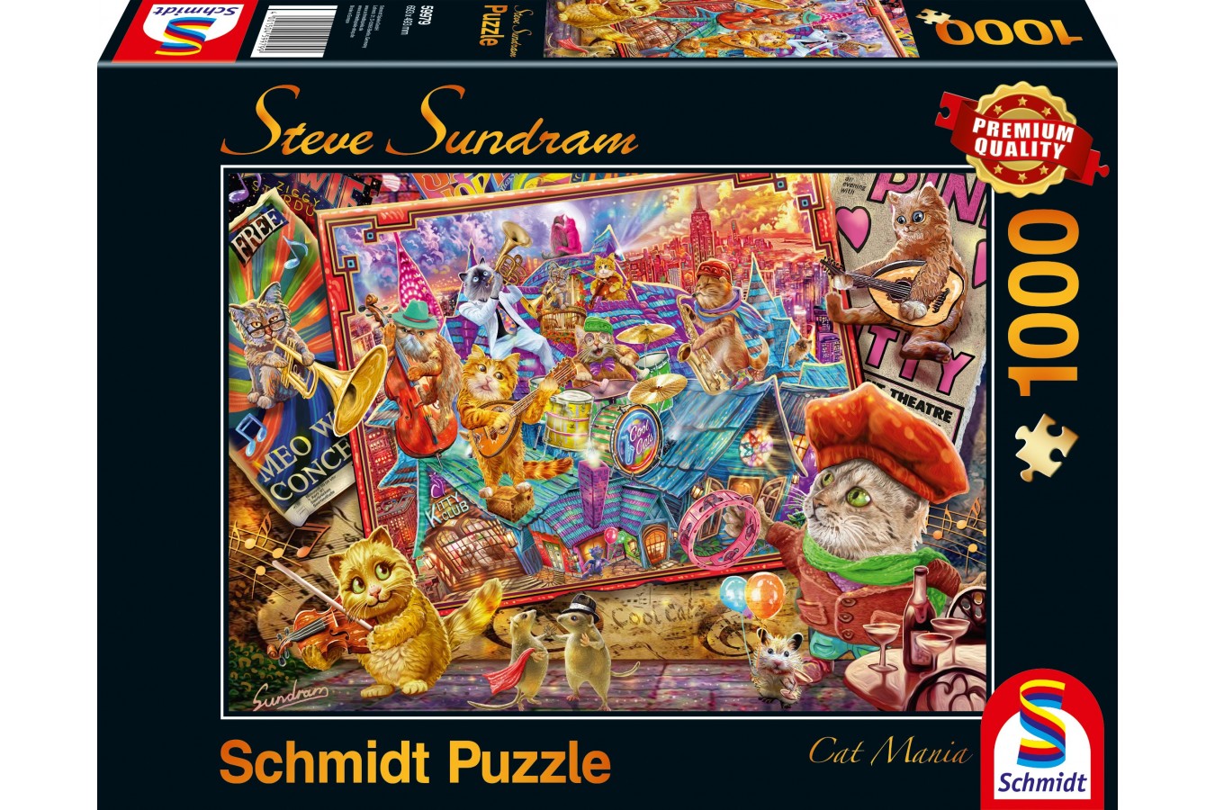 Puzzle 1000 piese Schmidt - Steve Sundram: Cat Mania (Schmidt-59979)