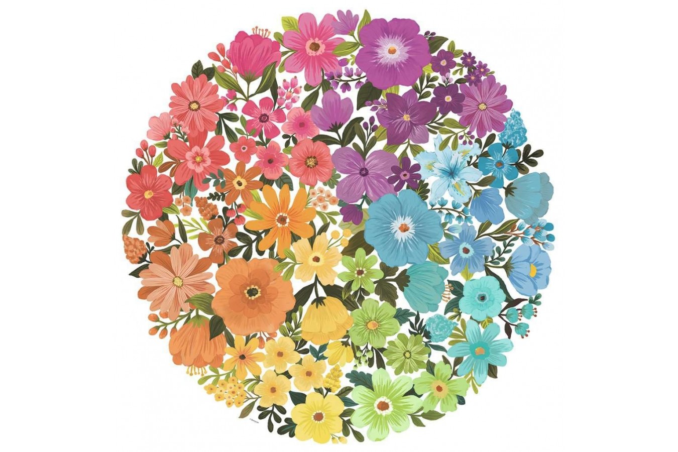 Puzzle 500 piese rotund Ravensburger - Circle of Colors - Flowers (Ravensburger-17167)
