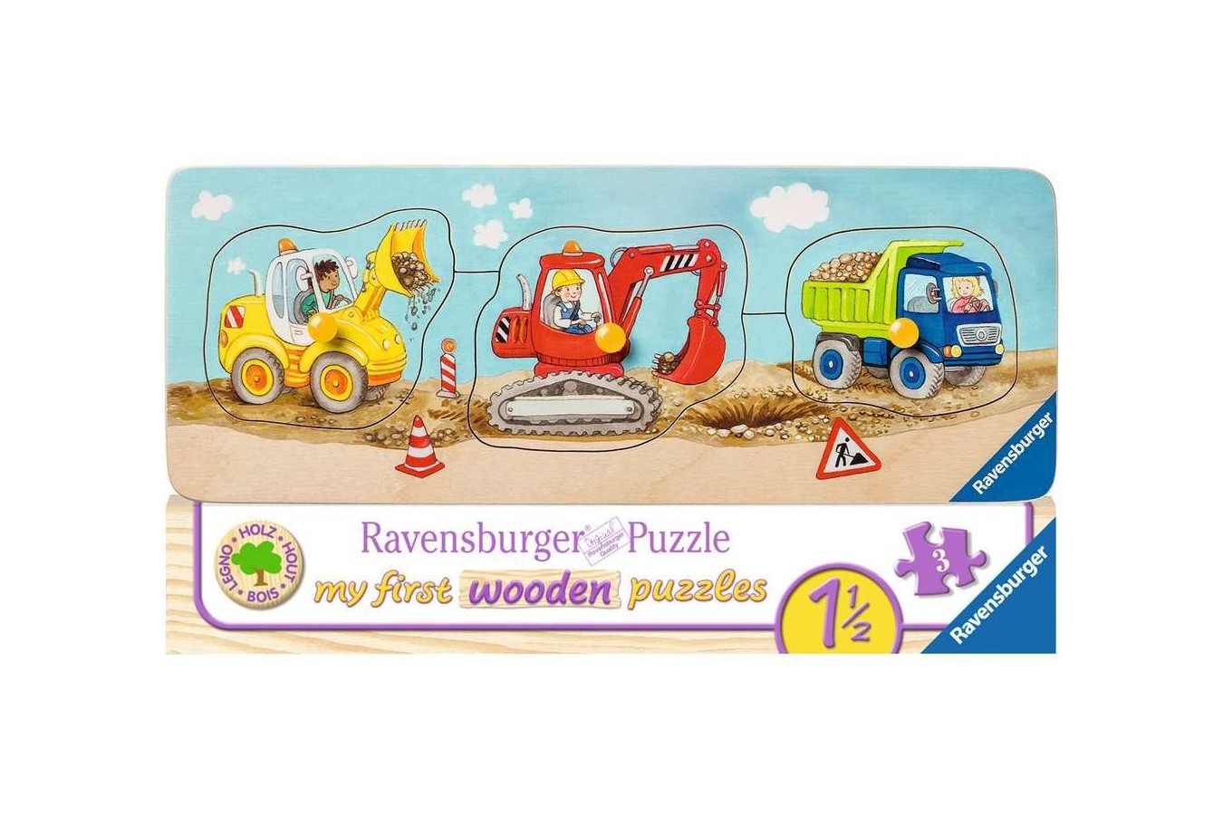 Puzzle 3 piese Ravensburger - Lemn Utilaje Constructii (Ravensburger-03066)