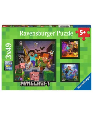 Puzzle 3x49 piese Ravensburger - Minecraft (Ravensburger-05621)