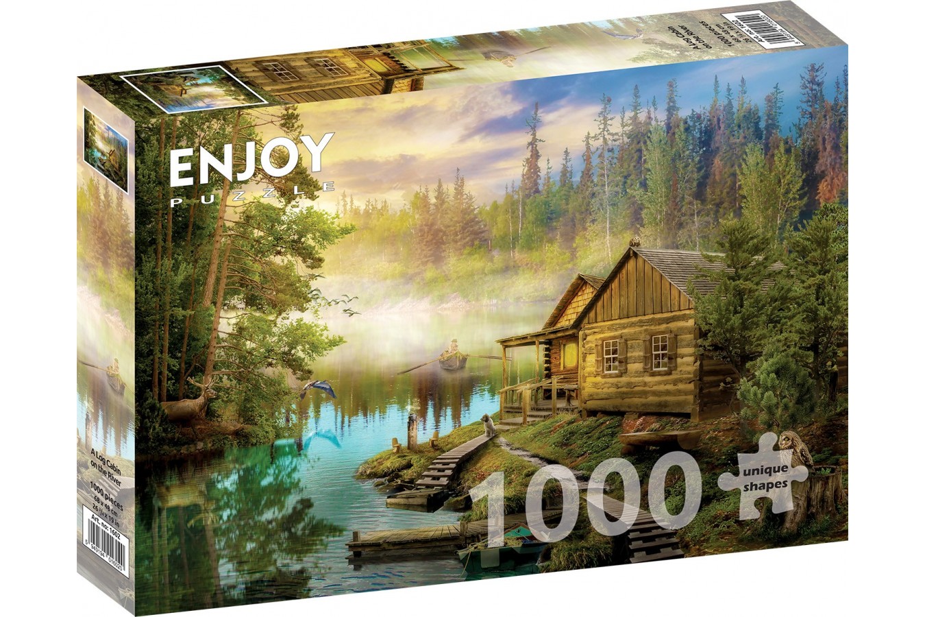 Puzzle 1000 piese Enjoy - A Log Cabin on the River (Enjoy-1602)
