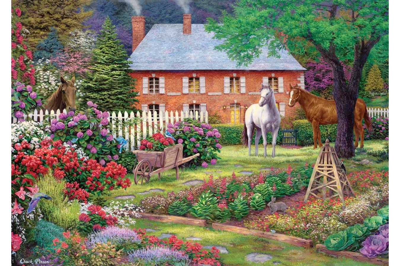 Puzzle 1500 piese Art Puzzle - Chuck Pinson: Equestrian Garden (Art-Puzzle-5397)