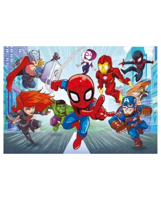 Puzzle 60 piese fata/verso Clementoni - Marvel Superhero Supercolor (Double Face) (Clementoni-26098)