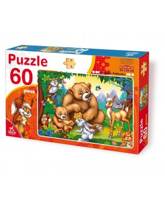 Puzzle 60 piese D-Toys - The bear family with animals in the forest (Dtoys-61478)