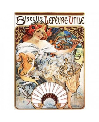 Puzzle 1000 piese D-Toys - Alfons Mucha: Lefevre-Utile Biscuits (Dtoys-70098)