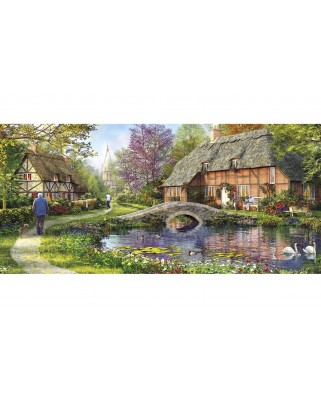 Puzzle 636 piese panoramic Gibsons - Cottage by the Brook (Gibsons-G4050)