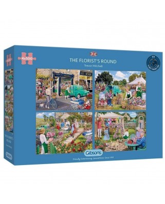 Puzzle 4x500 piese Gibsons - The Florist's Round (Gibsons-G5058)