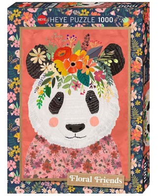 Puzzle 1000 piese Heye - Floral Friends - Cuddly Panda (Heye-29954)