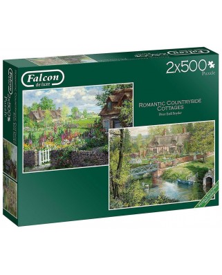 Puzzle 2x500 piese Jumbo - Romantic Countryside Cottages (2x500 Pieces) (Jumbo-11261)