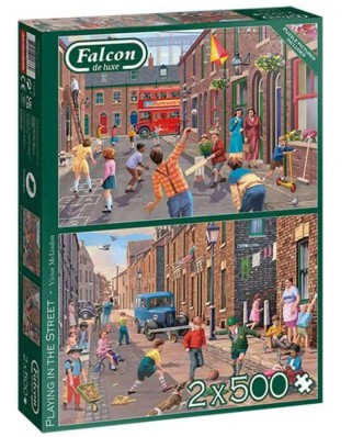 Puzzle 2x500 piese Falcon - Playing in the Street (Jumbo-11376)