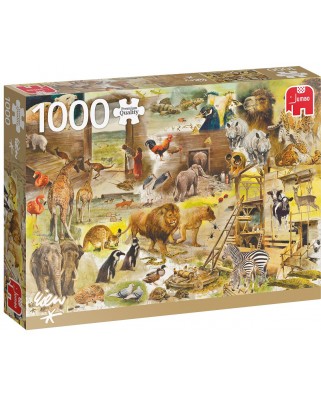 Puzzle 1000 piese Jumbo - Rien Poortvliet - Building Noah's Ark (Jumbo-18854)