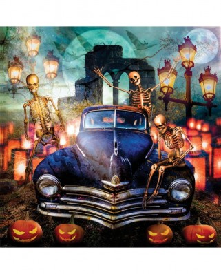 Puzzle 1000 piese SunsOut - The Old Plymouth on Halloween (Sunsout-30143)