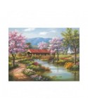 Puzzle 1000 piese SunsOut - Covered Bridge in Spring (Sunsout-36607)
