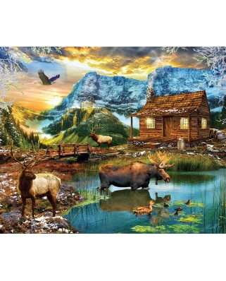Puzzle 1000 piese SunsOut - White Mountain Cabin (Sunsout-46021)
