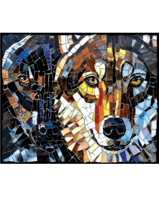 Puzzle 1000 piese SunsOut - Stained Glass Wolves (Sunsout-70734)