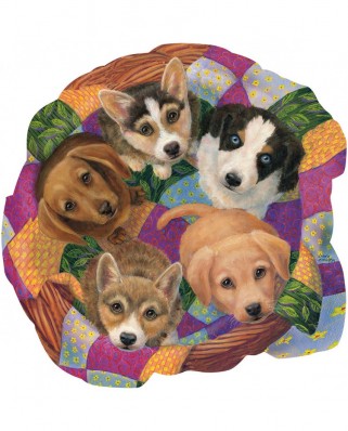 Puzzle 750 piese contur SunsOut - Litter of Puppies (Sunsout-95007)