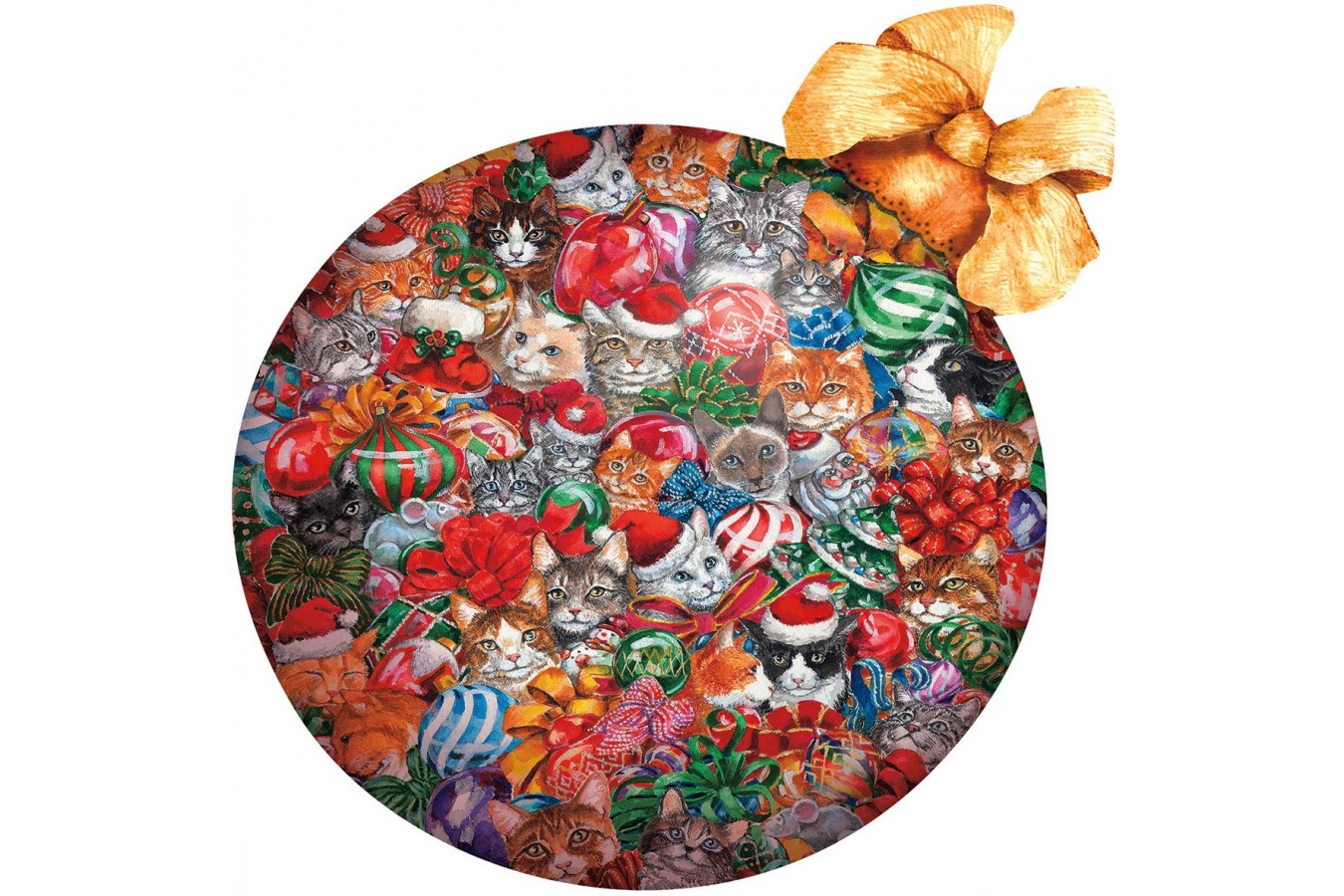 Puzzle 750 piese contur SunsOut - Cat Christmas Ornament (Sunsout-98201)