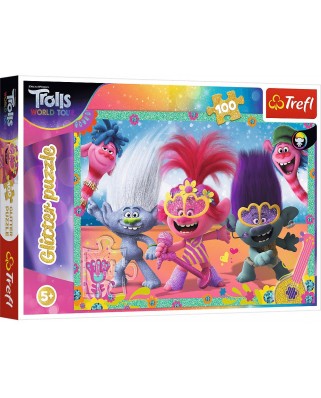 Puzzle 100 piese Trefl - Glitter Puzzle - Trolls (Trefl-14822)