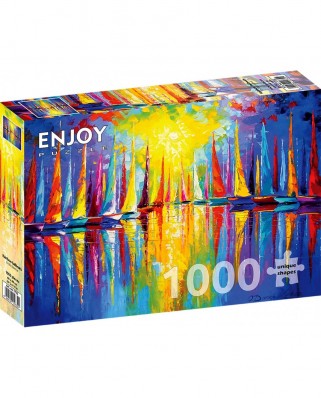 Puzzle 1000 piese ENJOY - Rainbow Sailboats (Enjoy-1732)
