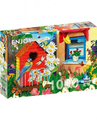 Puzzle 1000 piese ENJOY - Birdhouse Garden (Enjoy-1913)