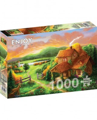 Puzzle 1000 piese ENJOY - Cottage at Dusk (Enjoy-1928)