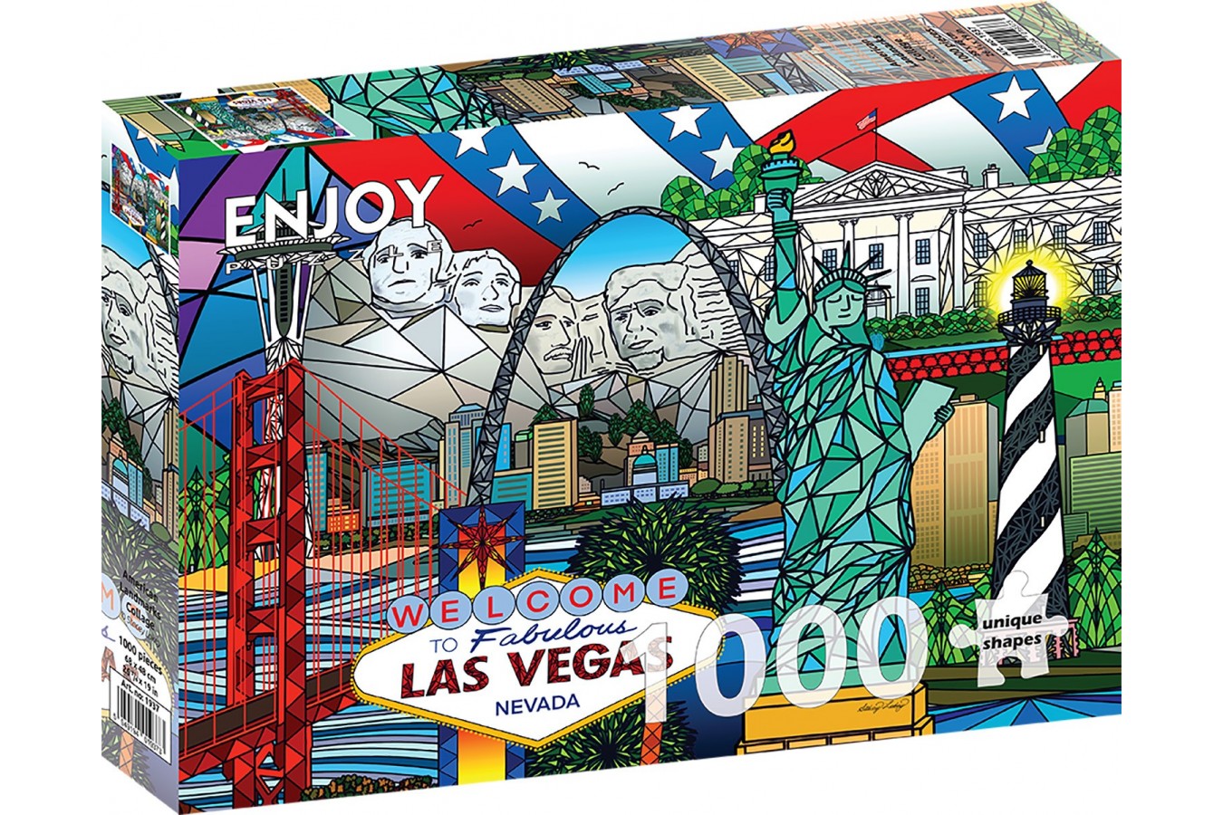 Puzzle 1000 piese ENJOY - American Landmarks Collage (Enjoy-1937)