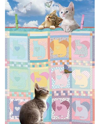 Puzzle 500 piese XXL Cobble Hill - Quilted Kittens (Cobble-Hill-85092)