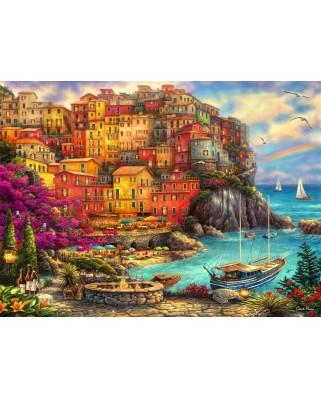 Puzzle 2000 piese Grafika - Chuck Pinson: A Beautiful Day at Cinque Terre (Grafika-F-30819)