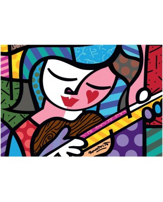 Puzzle 1000 piese Bluebird - Romero Britto: Girl with guitar (Bluebird-Puzzle-F-90016)