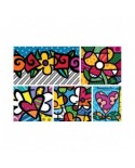 Puzzle 1500 piese Bluebird - Romero Britto: Collage: Hearts and Flowers (Bluebird-Puzzle-F-90020)