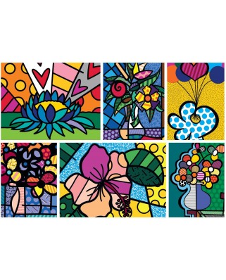 Puzzle 2000 piese Bluebird - Romero Britto: Collage: Flowers (Bluebird-Puzzle-F-90023)