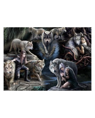 Puzzle 1500 piese Bluebird - Anne Stokes: Wolf Collage (Bluebird-Puzzle-F-90037)