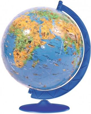 Puzzle glob Ravensburger - 3D Globul Lumii pentru Copii, 180 piese (12328)