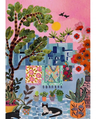 Puzzle 1000 piese Pieces & Peace - Hebe Studio: Chefchaouen Cats - Morocco (Pieces-and-Peace-0038)