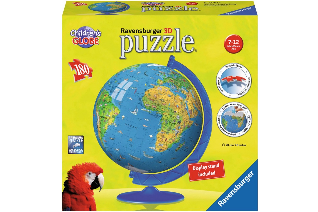 Puzzle glob Ravensburger - 3D Globul Lumii pentru Copii, 180 piese (12328)