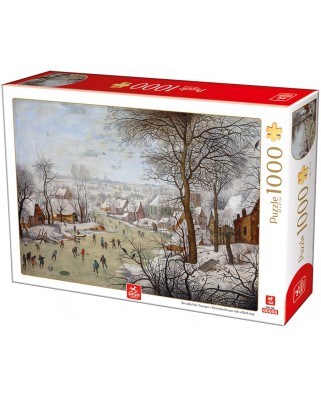 Puzzle 1000 piese D-Toys - Pieter Bruegel: Winterlandscape with a Bird Traps (Deico-Games-76656)