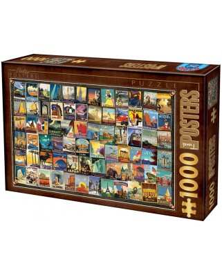 Puzzle 1000 piese D-Toys - Vintage Collage - Travel (Dtoys-74621)