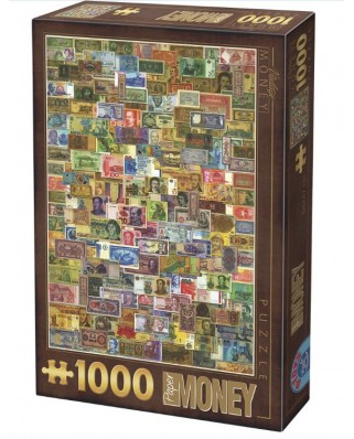 Puzzle 1000 piese D-Toys - Vintage Collage - Banknotes (Dtoys-75277)