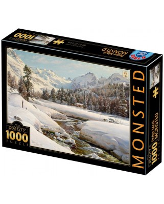Puzzle 1000 piese D-Toys - Peder Mork Monsted: Winter Landscape in Switzerland near Engadin (Dtoys-77660)