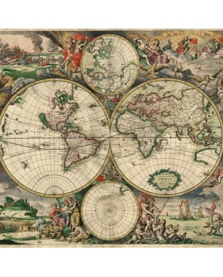 Puzzle 1000 piese Grafika - Carte du Monde, Produced in Amsterdam, 1689 (Grafika-T-02256)