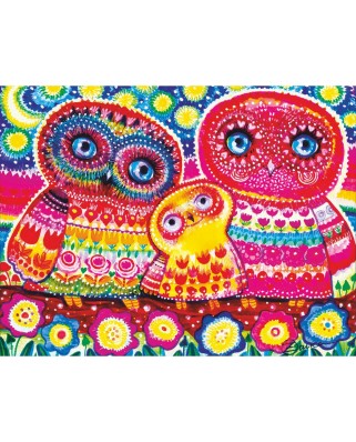 Puzzle 120 piese din lemn Davici - Colorful Owls (HCM-Kinzel-69133)