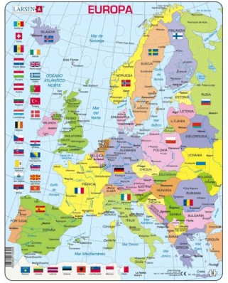 Puzzle 48 piese Larsen - Political Map of Europe (Spanish) (Larsen-K2-ES)