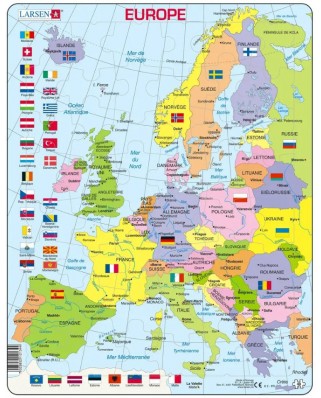 Puzzle 48 piese Larsen - Europe Political Map (in French) (Larsen-K2-FR)