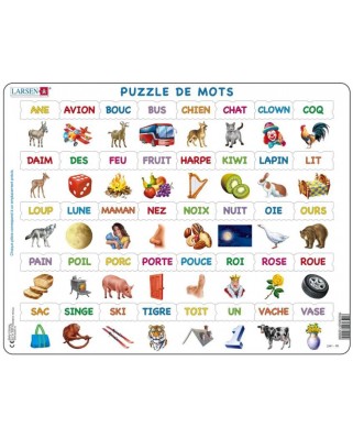 Puzzle 40 piese Larsen - Learn to Read - Simple Words from 23 Lower Case Letters (French) (Larsen-LS41-FR)
