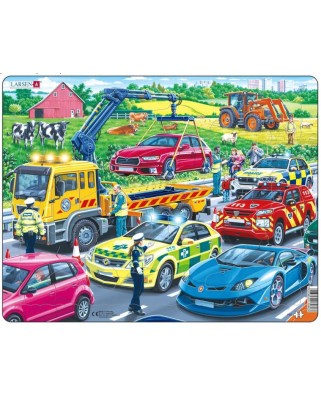 Puzzle 26 piese Larsen - Rescue Vehicles on the Highway (Larsen-PG3)